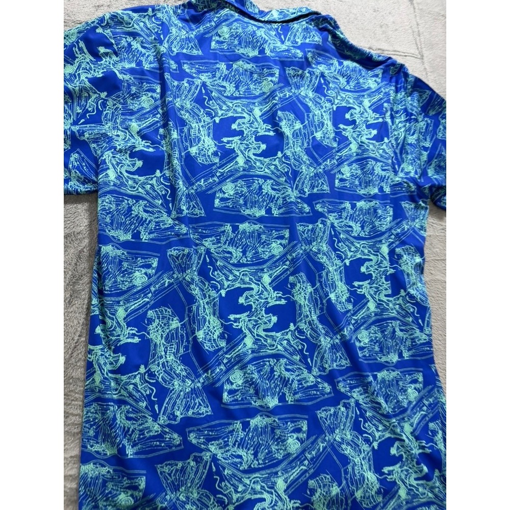 Donald Ross Polo Shirt Mens XXL Blue Golf Print Performance Short Sleeve - Picture 10 of 11